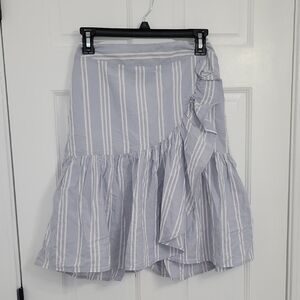 Blue Asymmetrical Trumpet Midi Skirt